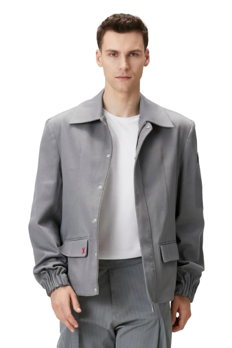 Pure Cotton Puffer Gabardine Jacket, Alternate, color, Grey