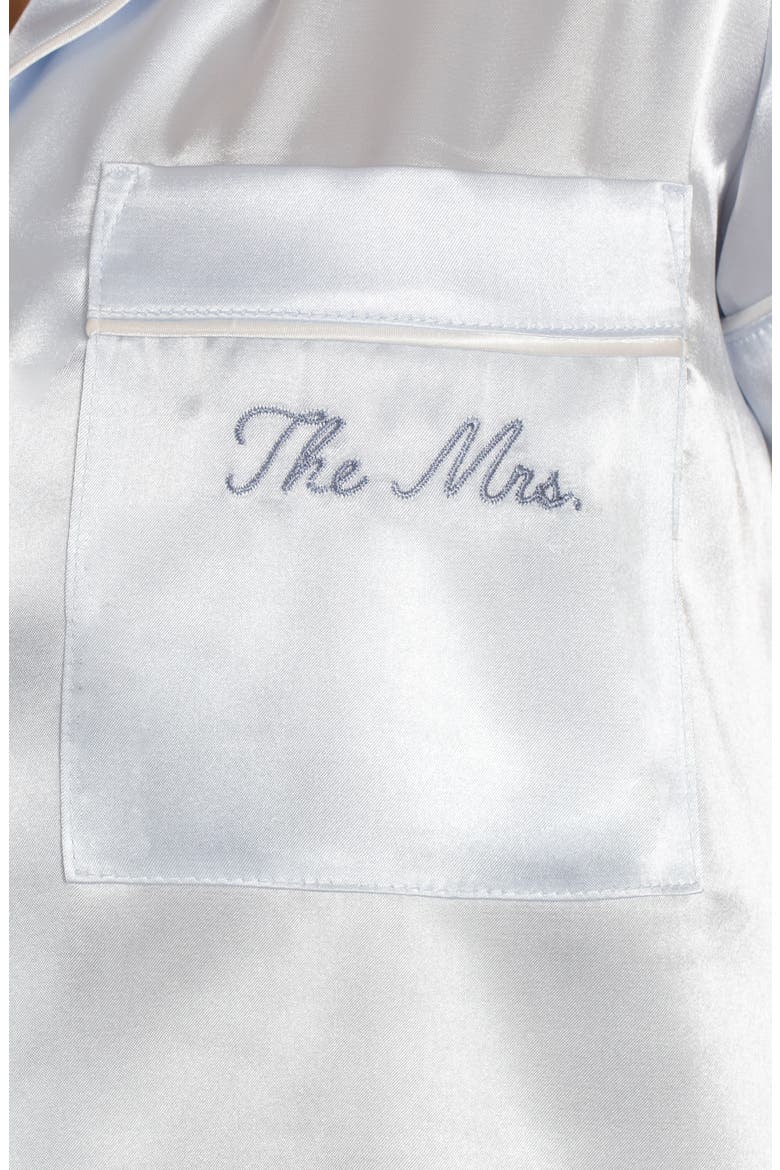 Bride/Bridesmaid/Mrs Satin Short Pajamas, Alternate, color, BLUE- THE MRS.
