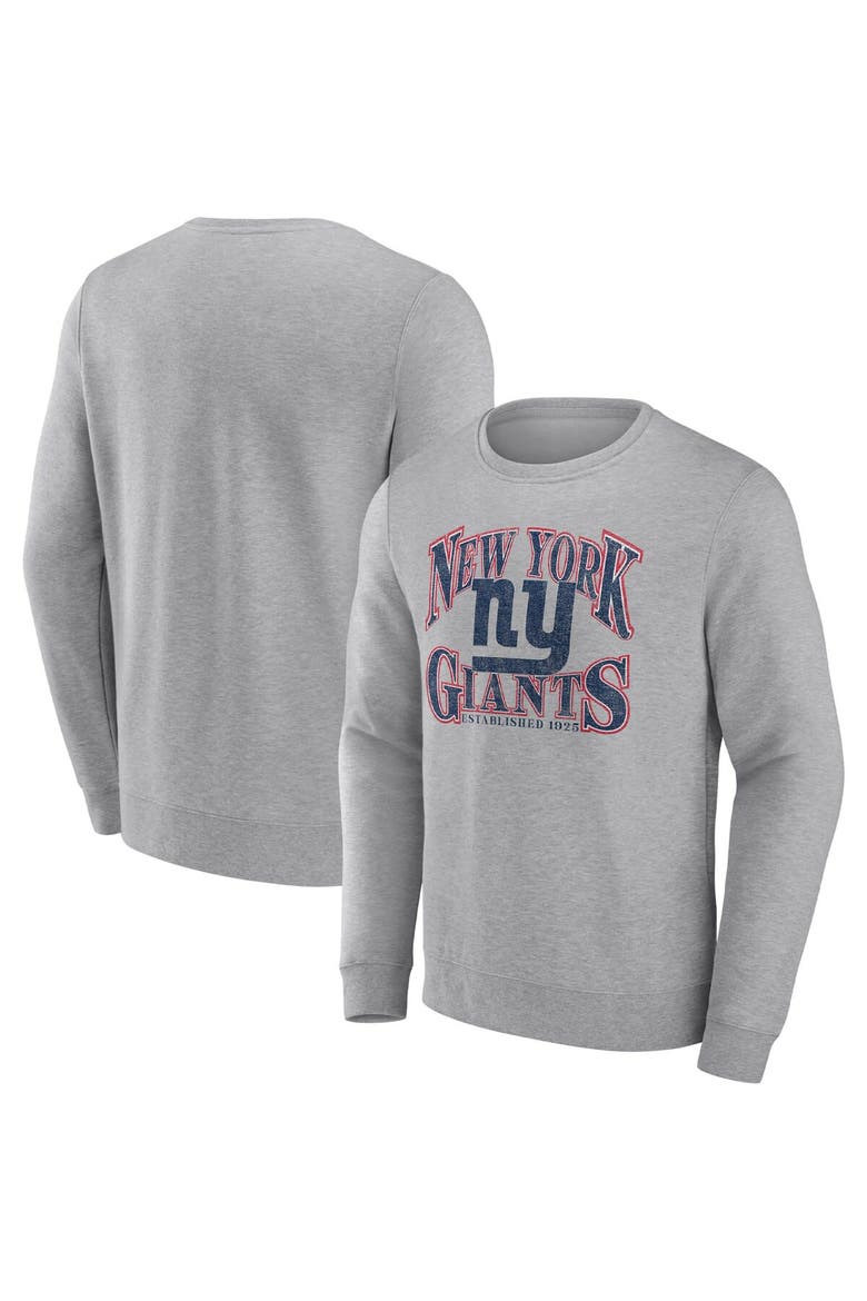 Men's Fanatics Branded Heathered Charcoal New York Giants Playability Pullover Sweatshirt, Main, color, Heather Gray
