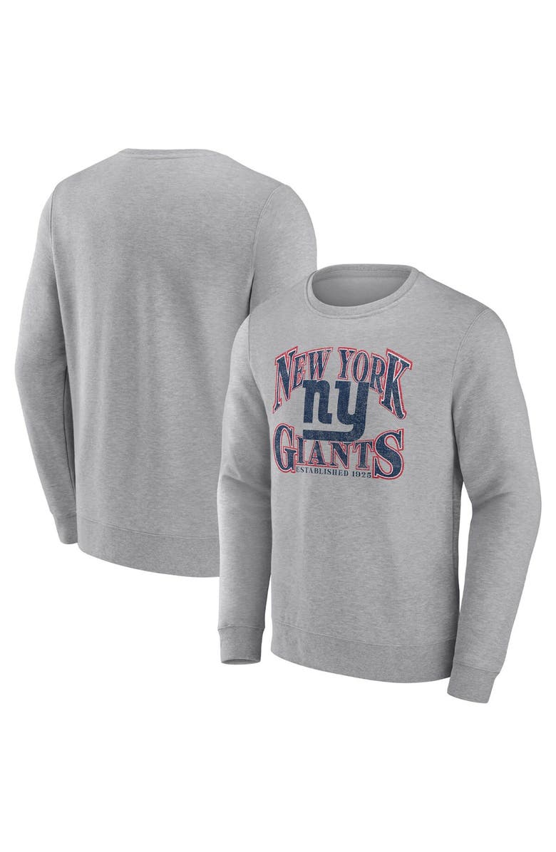 FANATICS Men
s Fanatics Branded Heathered Charcoal New York Giants Playability Pullover Sweatshirt, Main, color, Heather Gray