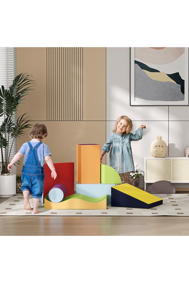 7 Piece Climb and Crawl Activity Play Set, Soft Secure Foam Playset, Alternate, color, Contemporary