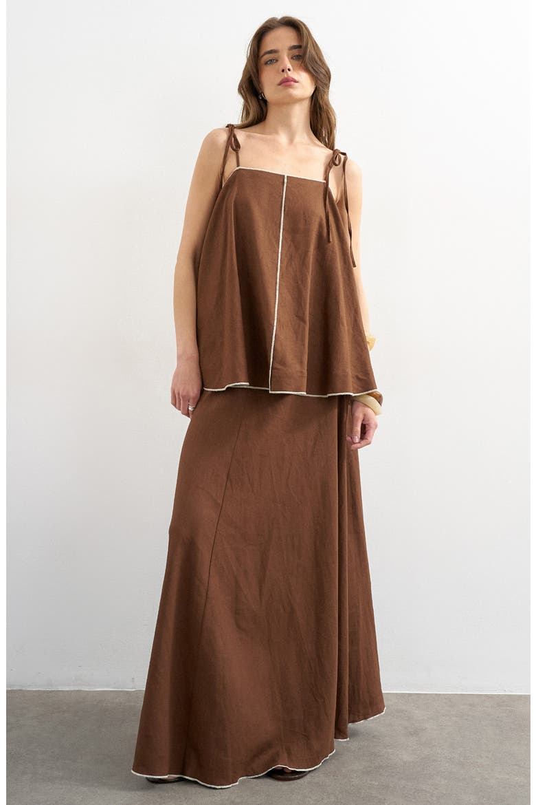 Linen Blend Cami, Alternate, color, BROWN