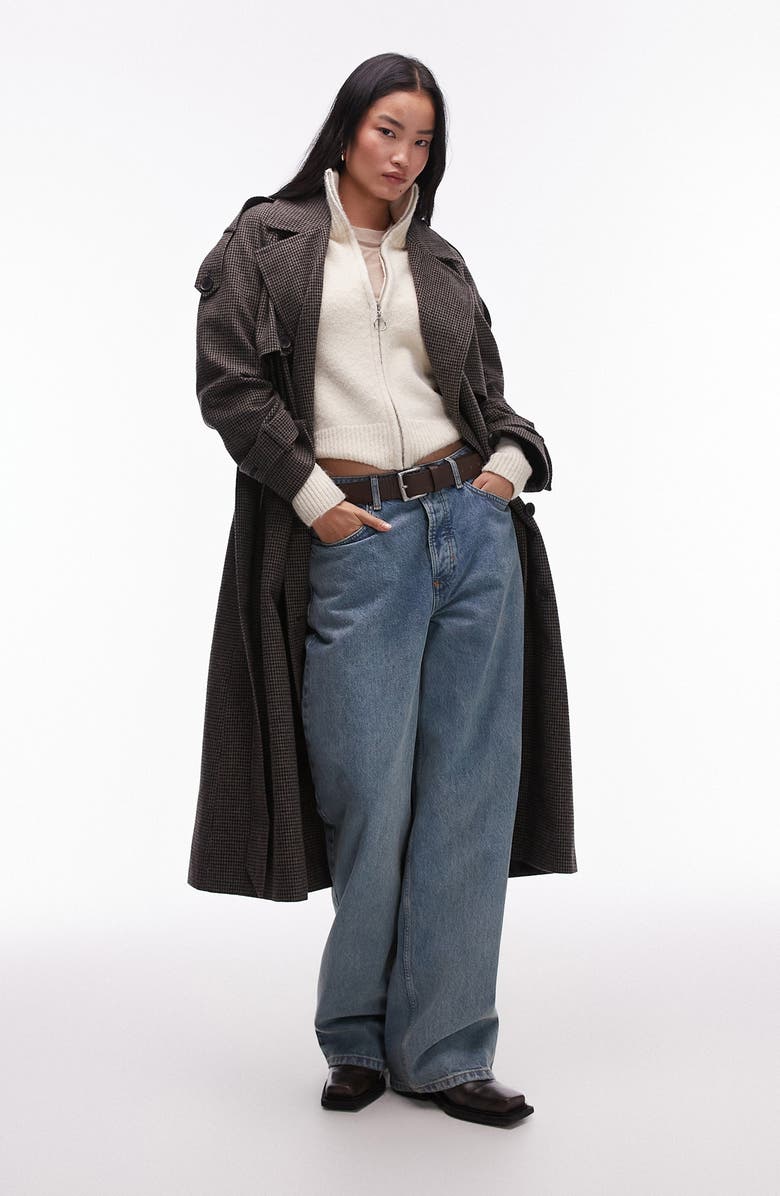 Topshop Heritage Houndstooth Trench Coat, Main, color,