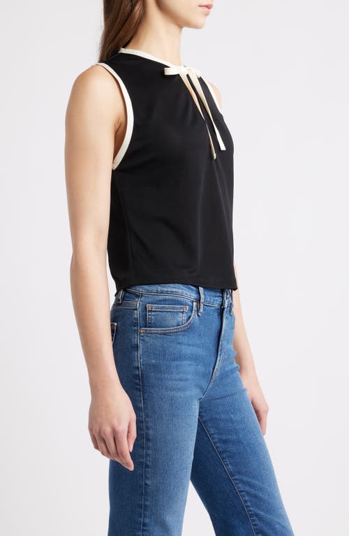 Frame The Keyhole Tie Knit Tank In Blue