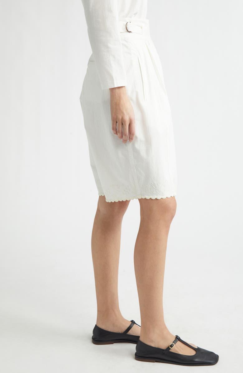Bode Closerie Embroidered Pleated Cotton Shorts, Alternate, color, Ecru