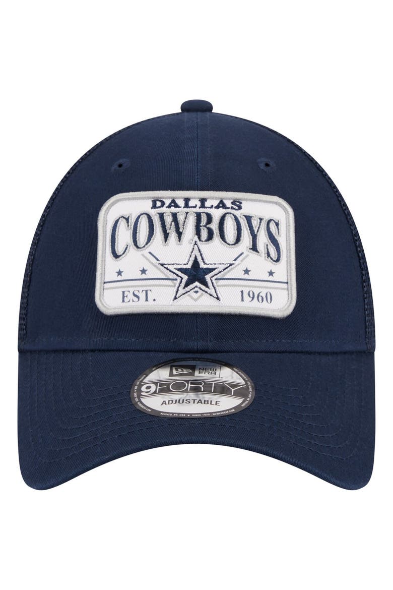 Men's New Era Navy Dallas Cowboys Plate 9FORTY Trucker Adjustable Hat, Alternate, color, Navy