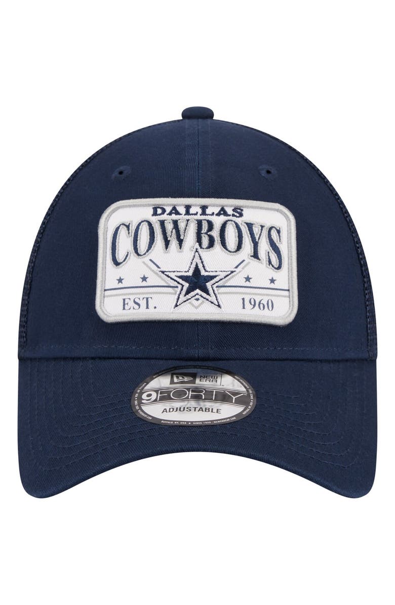 New Era Men's New Era Navy Dallas Cowboys Plate 9FORTY Trucker Adjustable Hat, Alternate, color, Navy