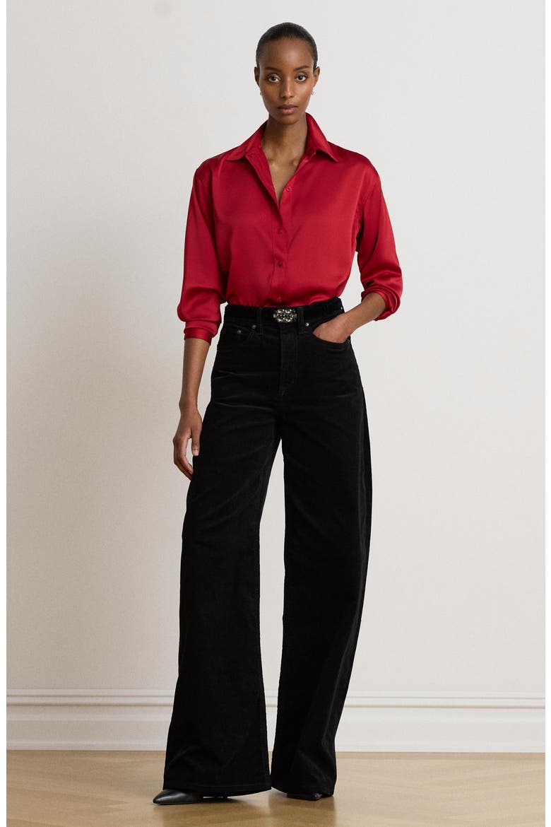 Satin Charmeuse Shirt, Alternate, color, RALPH RED