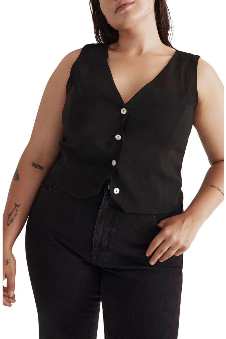 Katrina Crop Vest Top, Alternate, color, TRUE BLACK