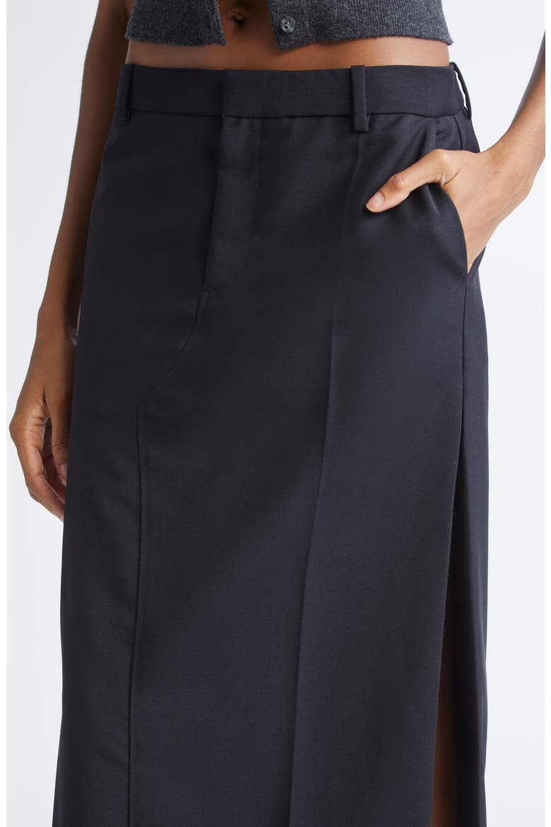Wool & Mohair Tailored Maxi Skirt, Alternate, color, BLACK