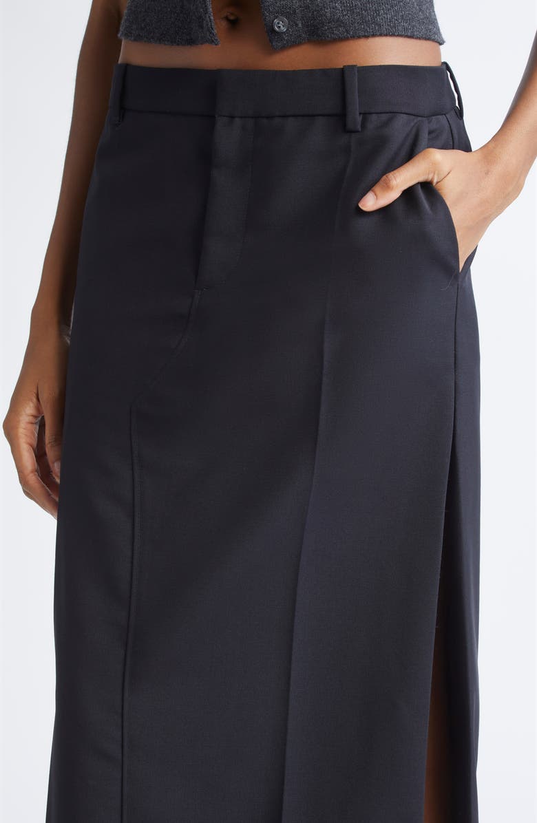 Alexander Wang Wool & Mohair Tailored Maxi Skirt, Alternate, color, Black