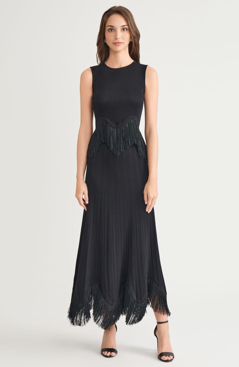 Misook x Lani Lynn Fringe Trim Knit Sleeveless Top, Alternate, color, Black