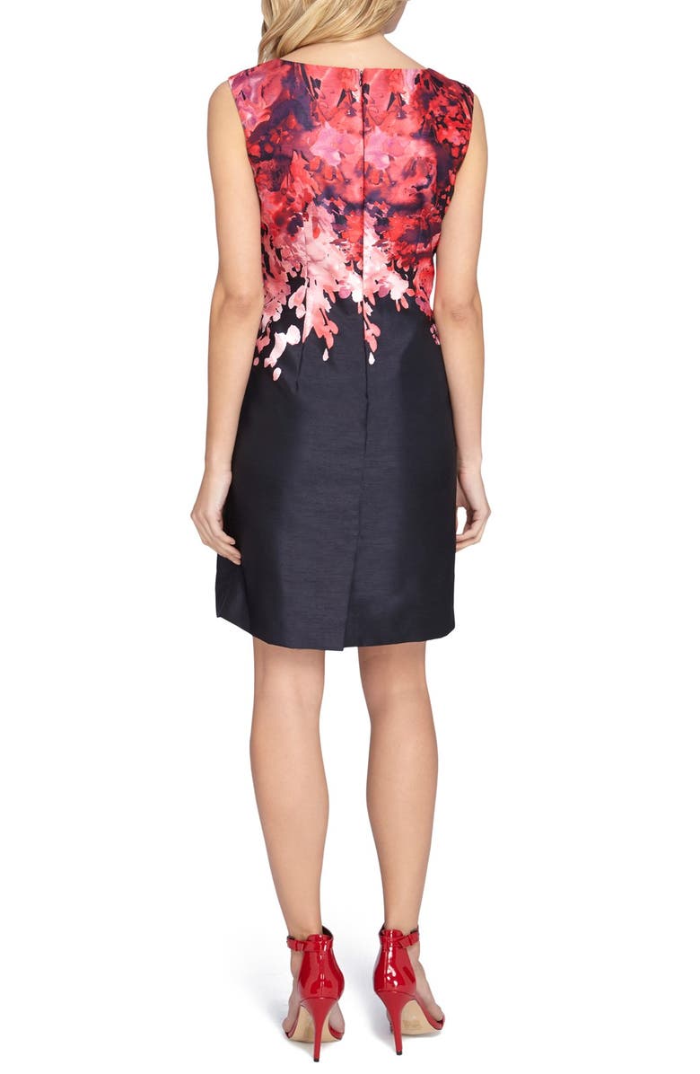 Tahari Placed Print Shantung Sheath Dress, Alternate, color, 