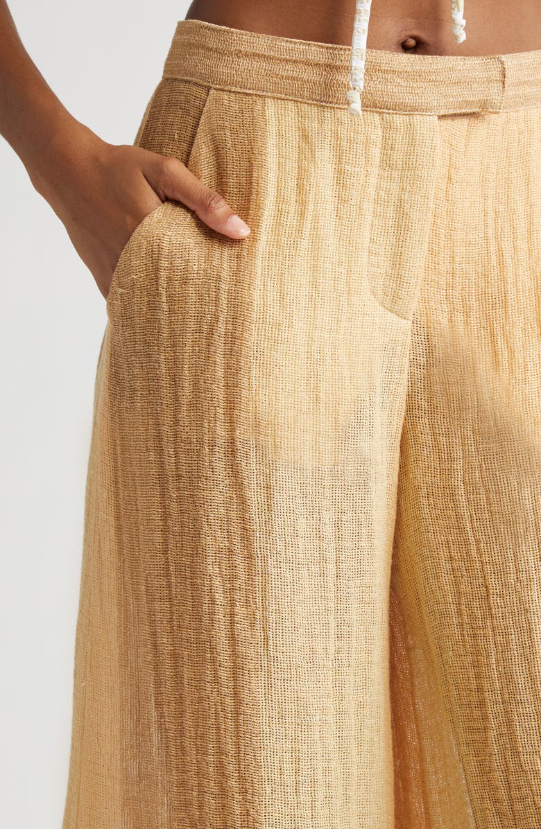 Lisa Marie Fernandez Wide Leg Linen Blend Pants, Alternate, color, 