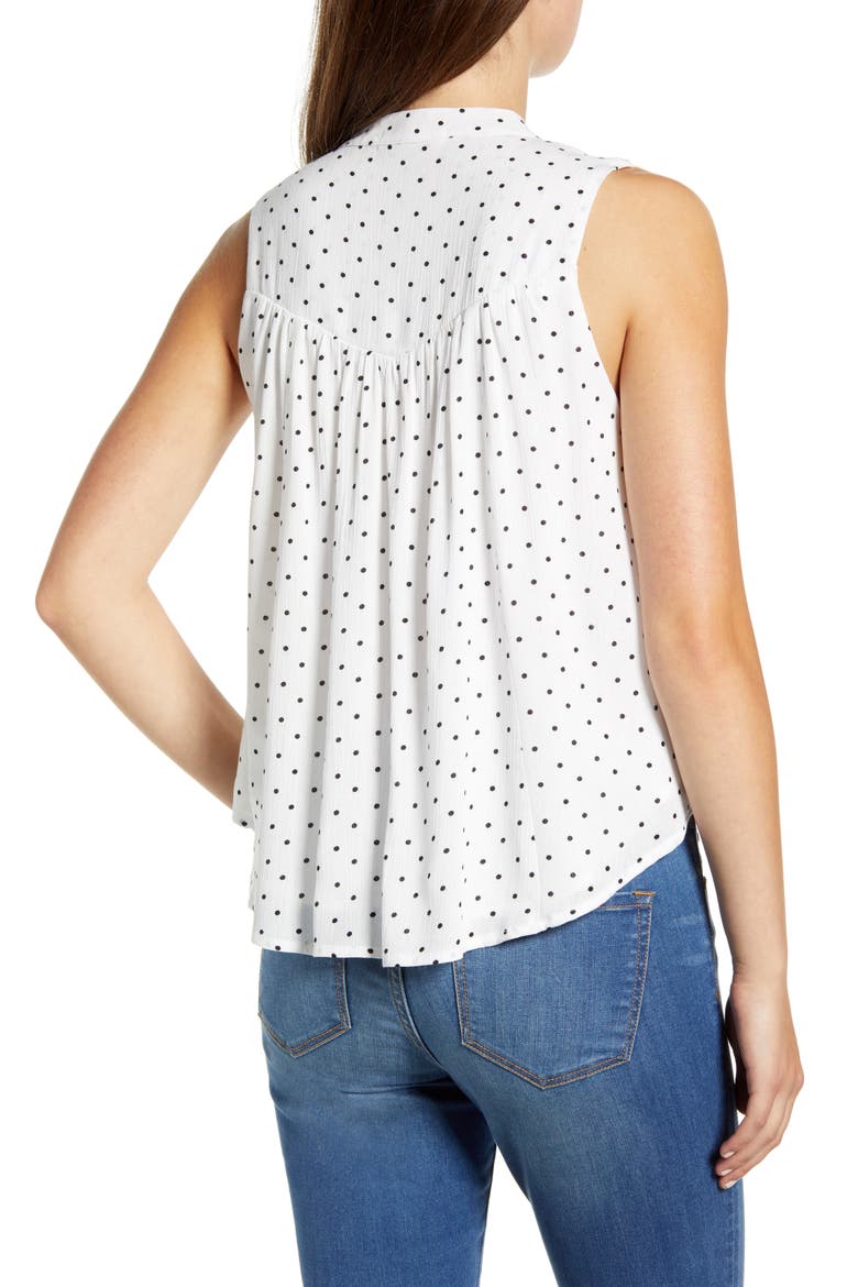 Gibson x The Motherchic Boardwalk Tie Neck Woven Top, Alternate, color, WHITE DOT