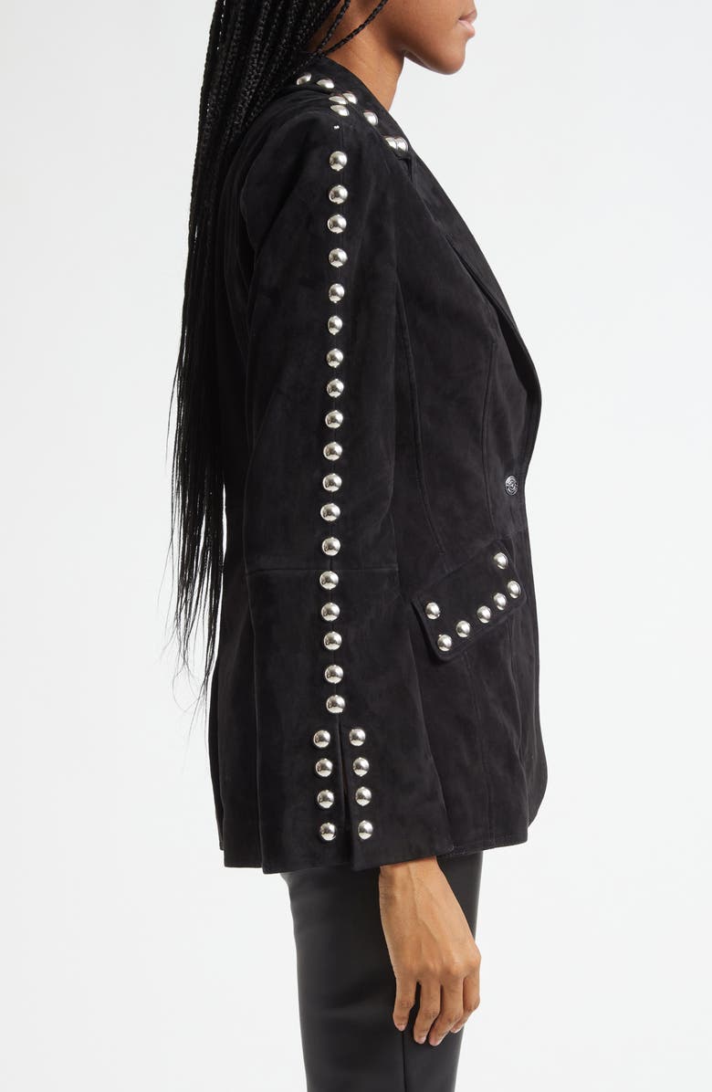 Cinq à Sept Studded Suede Blazer, Alternate, color, Black