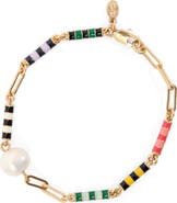 Clare V. Le Stripe Freshwater Pearl Bracelet