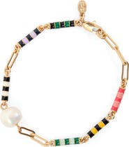 Clare V. Le Stripe Freshwater Pearl Bracelet