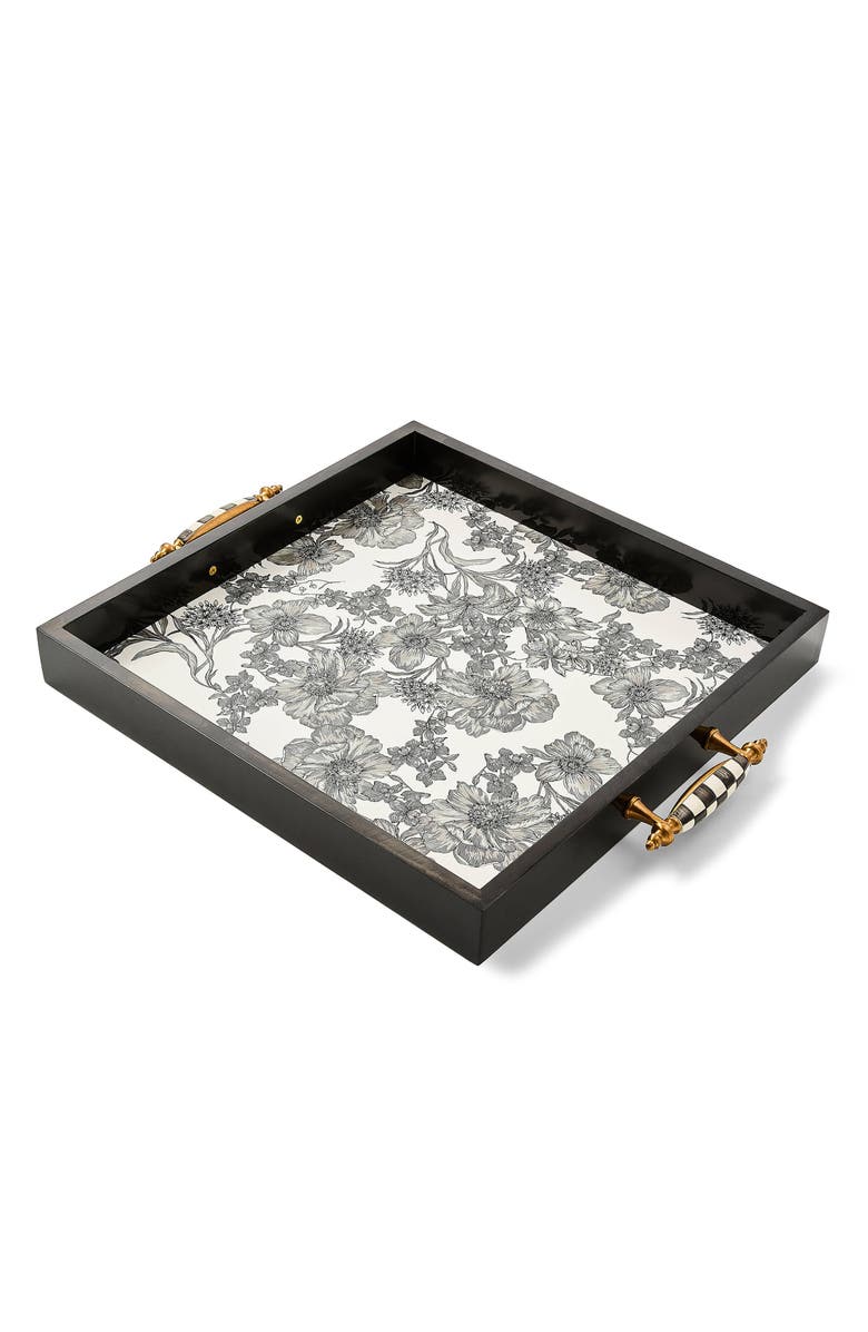 MACKENZIE CHILDS Courtly English Garden Serving Tray, Main, color, Black