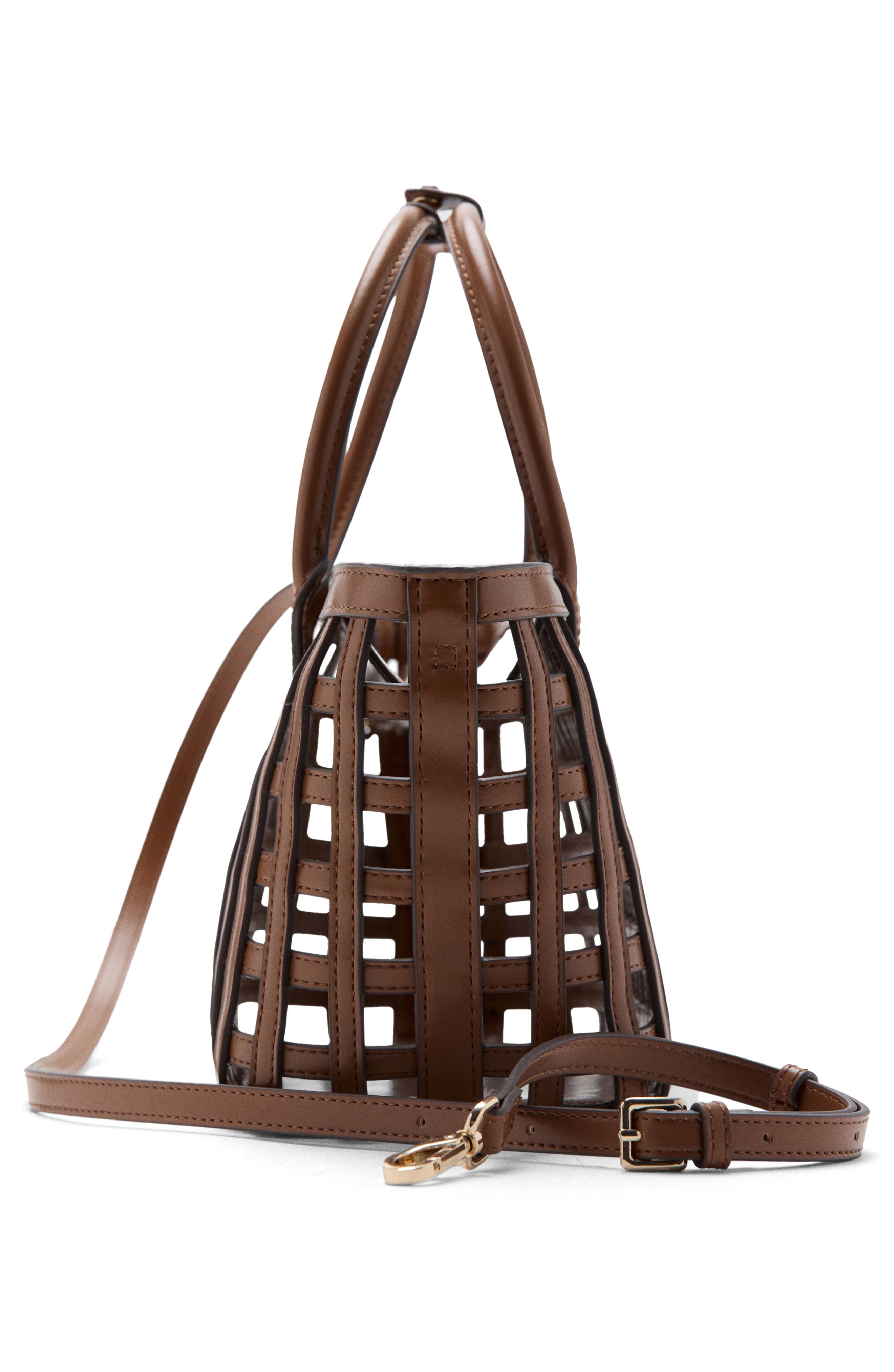 Braided Faux Leather Top Handle Bag, Alternate, color, LEATHER