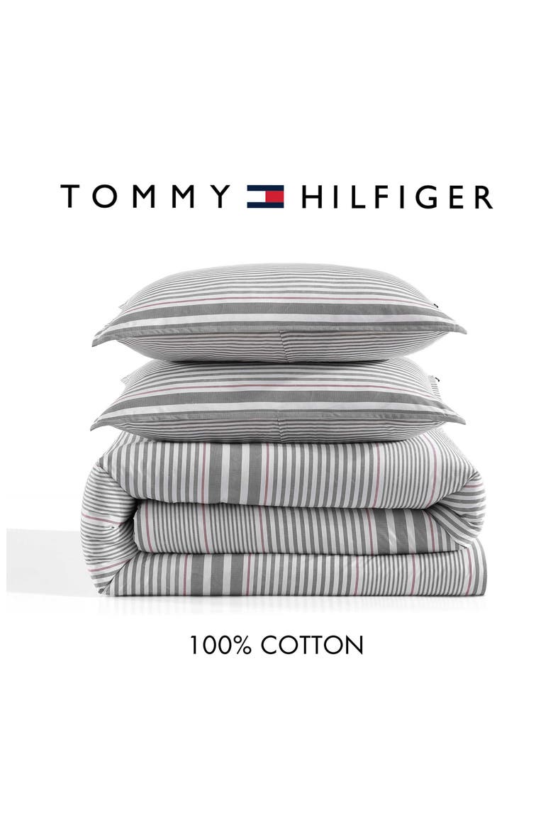 Danbury Stripe Cotton Percale Comforter & Shams Set, Alternate, color, DARK BLUE