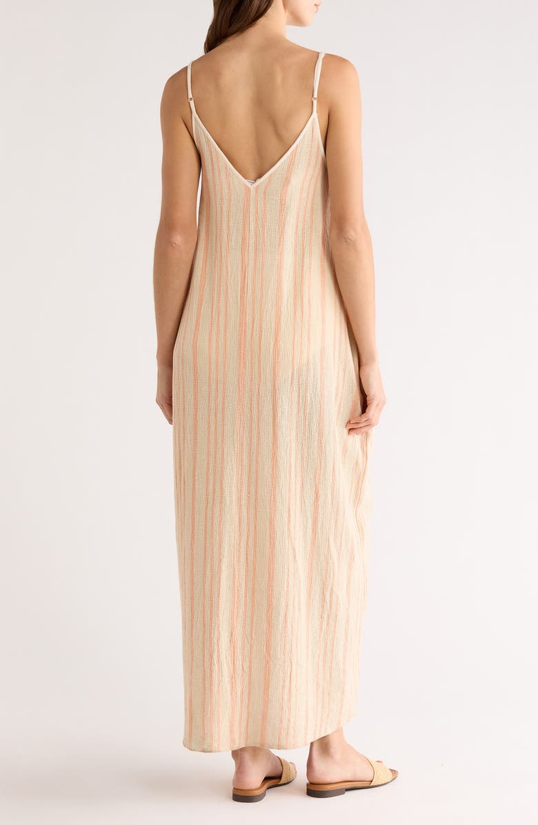 Elan Stripe Sleeveless Cover-Up Maxi Dress, Alternate, color, Beige/ Cayenne Stripe