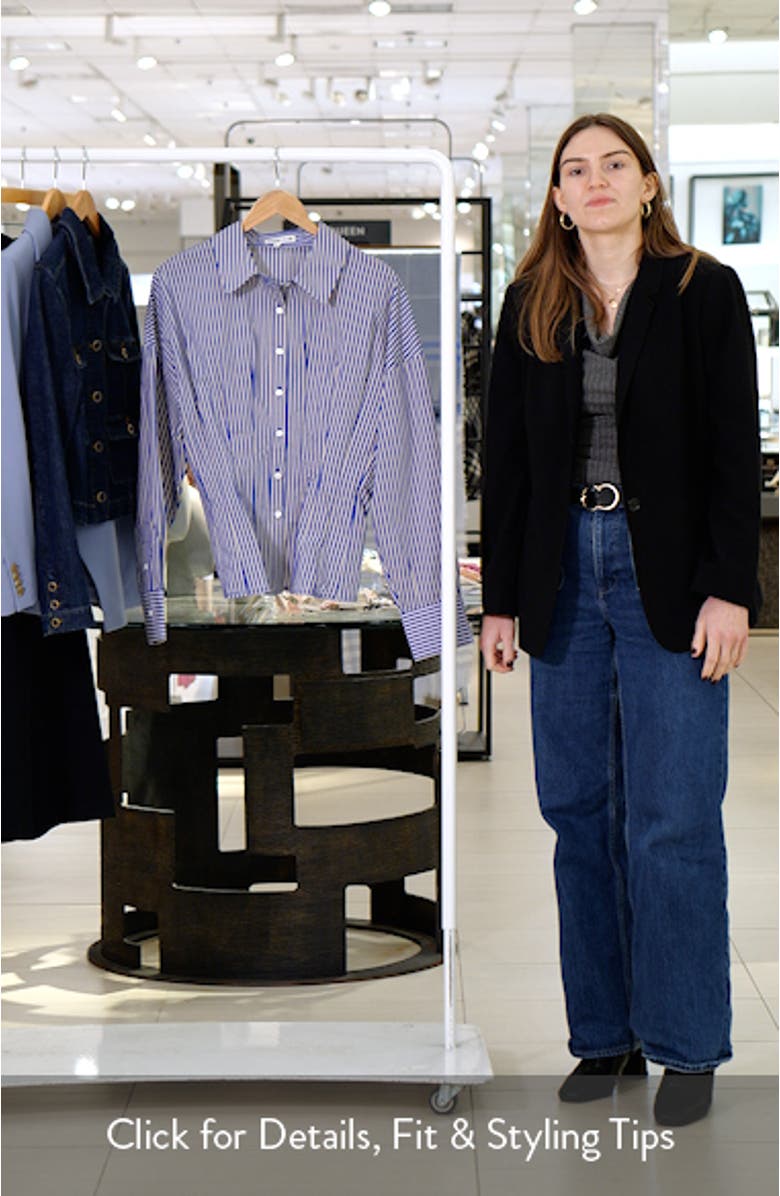 Hadley Pleated Stripe Cotton Blend Button-Up Top, sales video thumbnail