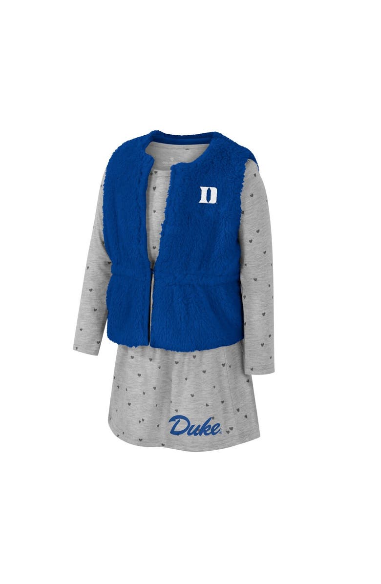 COLOSSEUM Girls Toddler Colosseum Royal Duke Blue Devils Meowing Vest & Dress Set, Alternate, color, 
