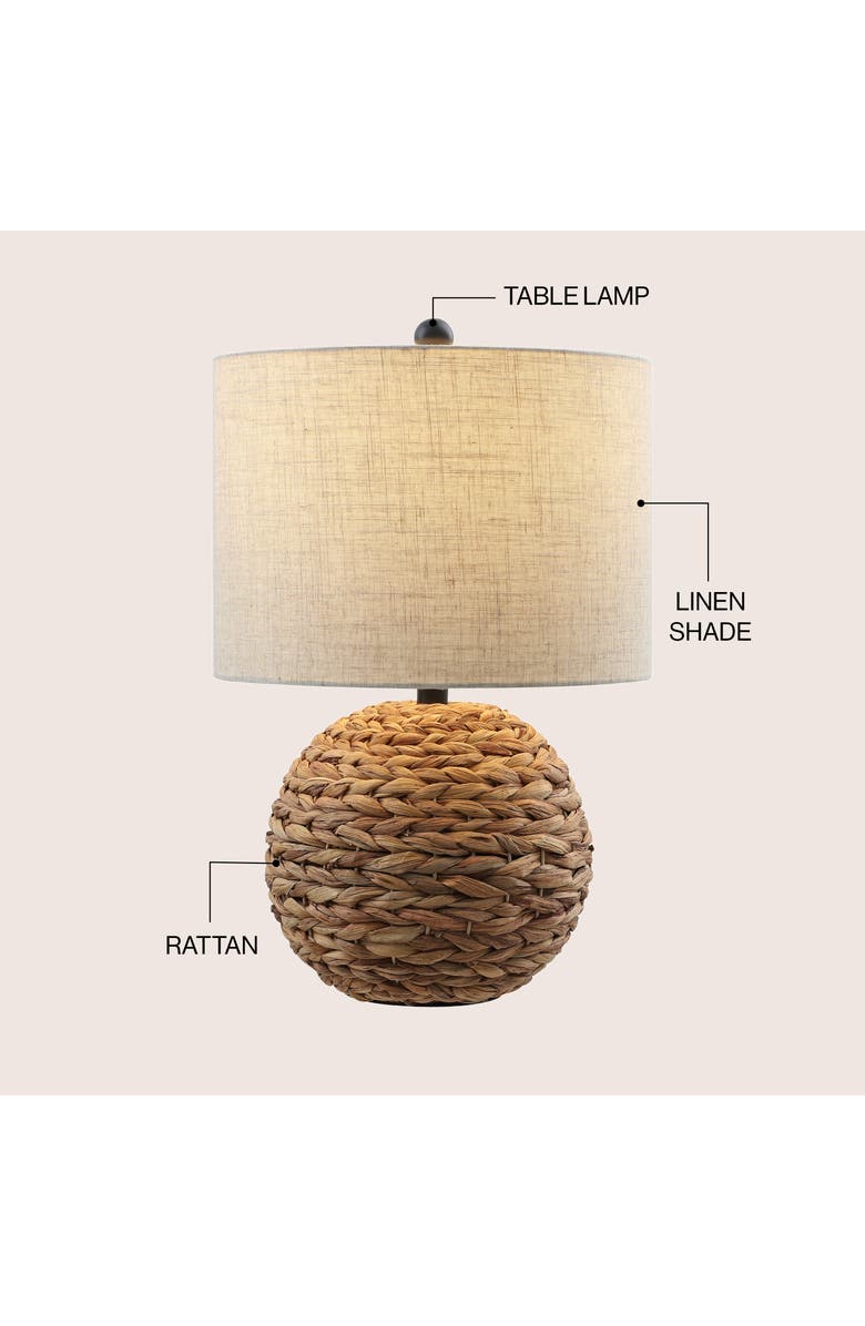 JONATHAN Y Camilo 21.5" Modern Coastal Woven Rattan Globe LED Table Lamp, Alternate, color, Brown