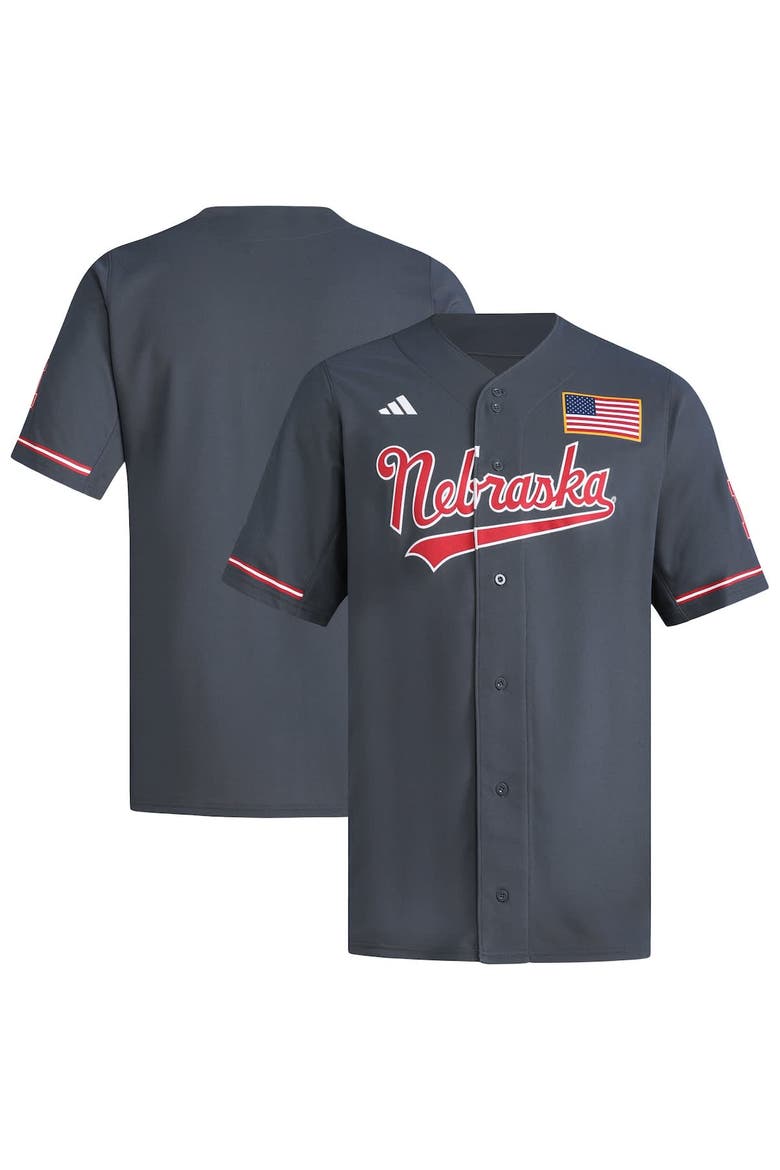 Men's adidas  Gray Nebraska Huskers Replica Baseball Jersey, Main, color, Gray