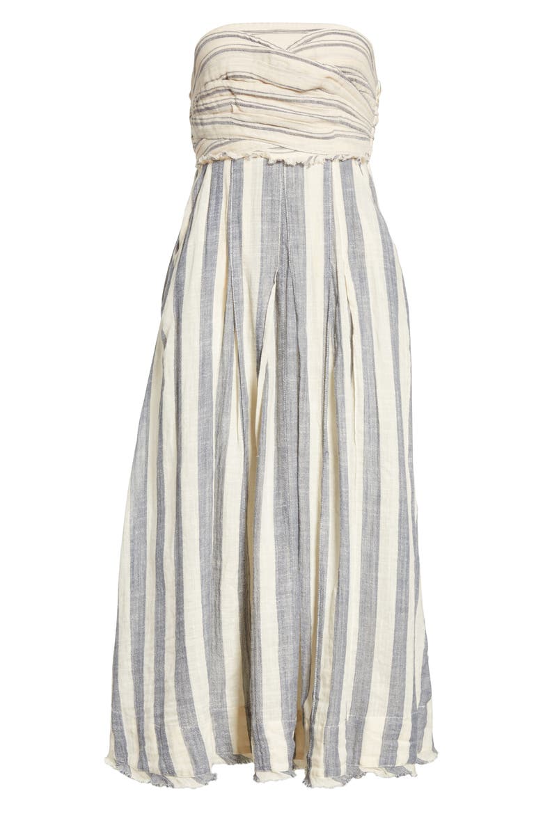 Stripe Me Up Strapless Midi Dress, Alternate, color, BLUE COMBO