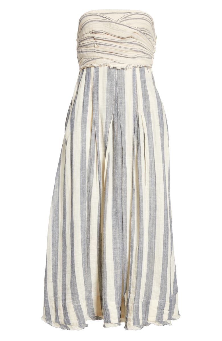 Free People Stripe Me Up Strapless Midi Dress, Alternate, color,