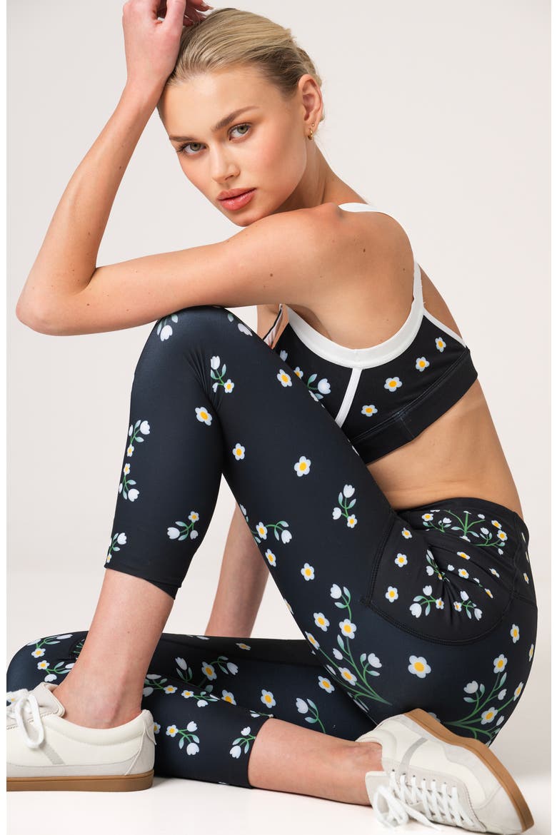 Night Garden High-Waisted 7/8 Leggings, Alternate, color, Black