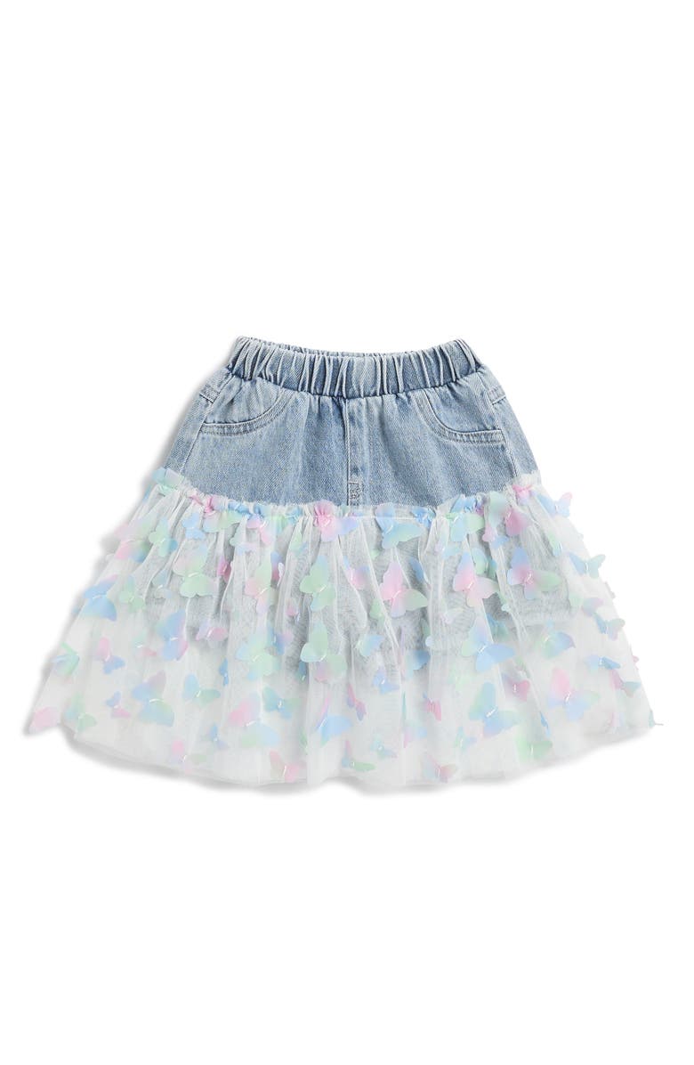 Doe A Dear Kids' Butterfly Mesh Layer Denim Shorts, Main, color,