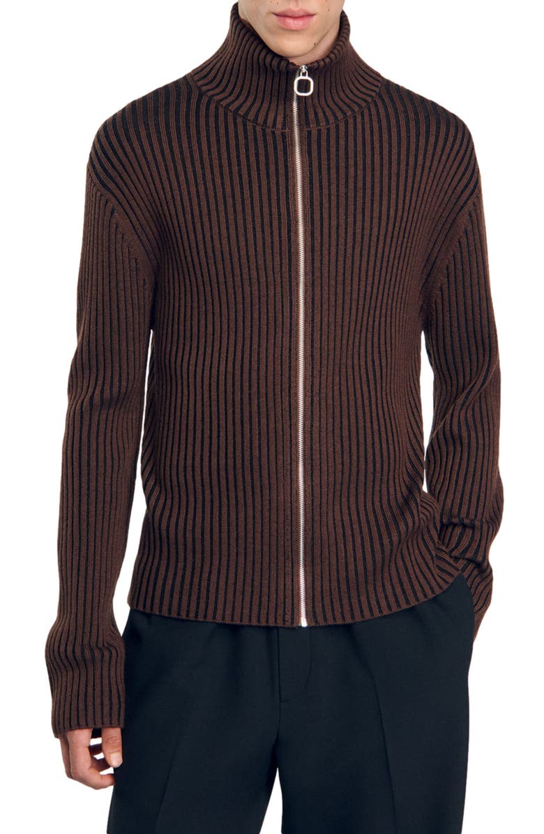 SANDRO Ribbed cardigan, Alternate, color, 