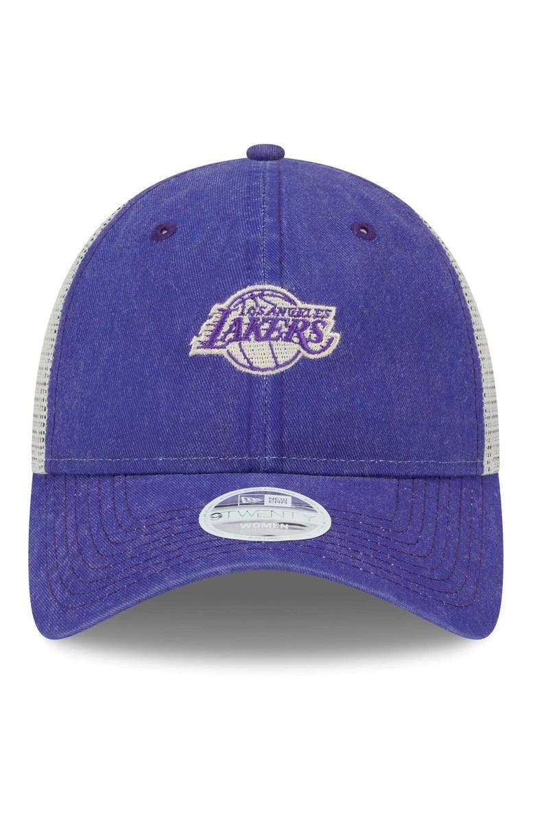 New Era Women's New Era  Purple Los Angeles Lakers Micro Logo 9TWENTY Trucker Adjustable Hat, Alternate, color, 