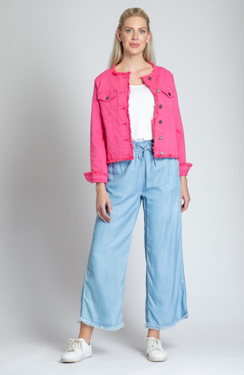 APNY Frayed Collarless Denim Jacket, Alternate, color, 