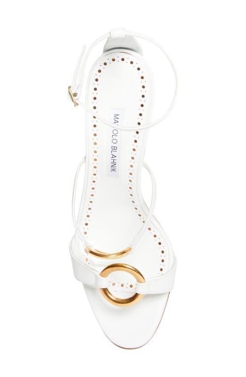 Manolo Blahnik Hisfahan Ankle Strap Sandal In White