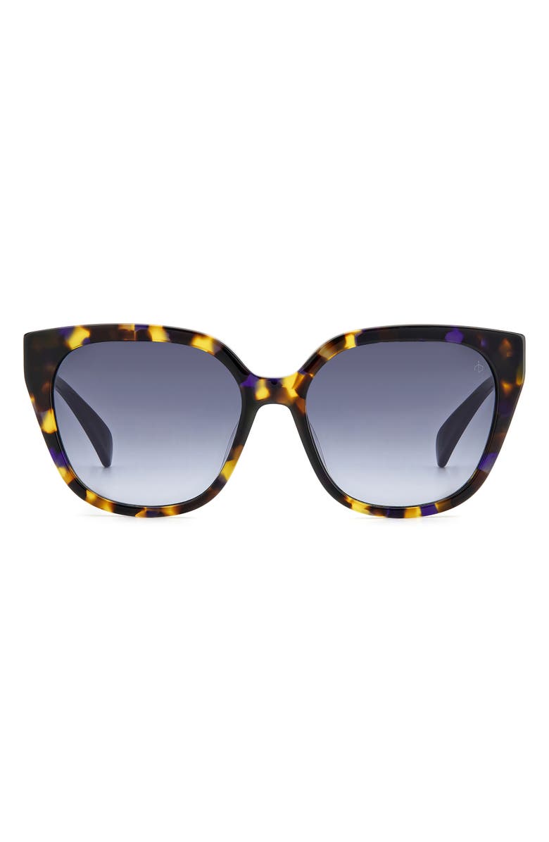 rag & bone 56mm Gradient Polarized Square Sunglasses, Main, color, Yellow Havana/ Grey Shaded