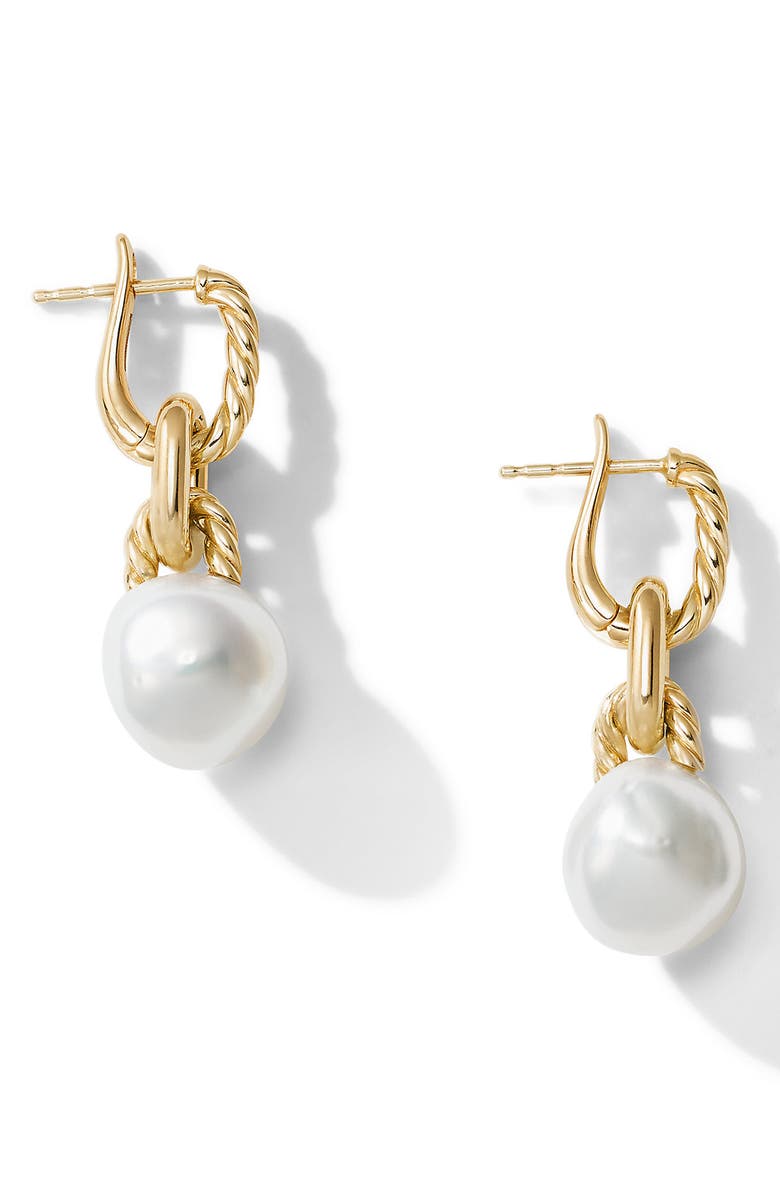 David Yurman Madison<sup>®</sup> 18K Gold Pearl Chain Drop Earrings, Alternate, color,