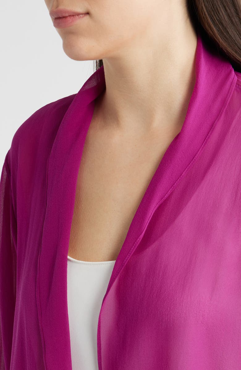 Eileen Fisher Open Front Silk Jacket, Alternate, color, Berry Bloom