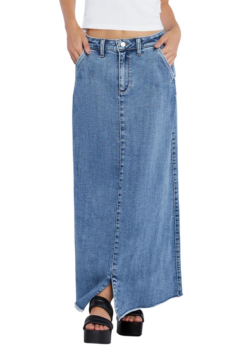 Tory Denim Maxi Skirt, Alternate, color, FIELD BLUE