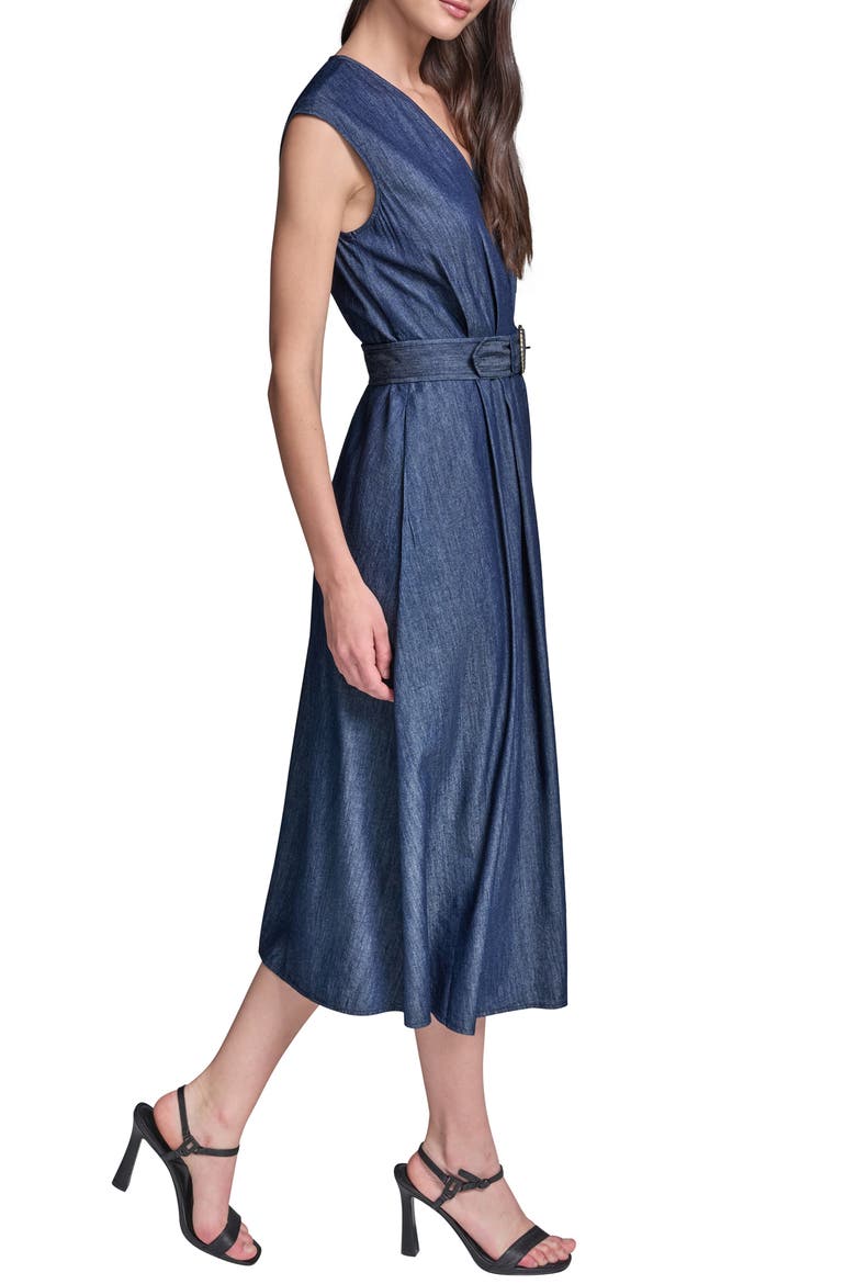 Denim Chambray Midi Dress, Alternate, color, INDIGO