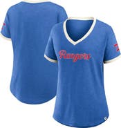 FANATICS Women's Fanatics Royal Texas Rangers Relaxed Fit Vintage Play Slub V-Neck Fashion Top