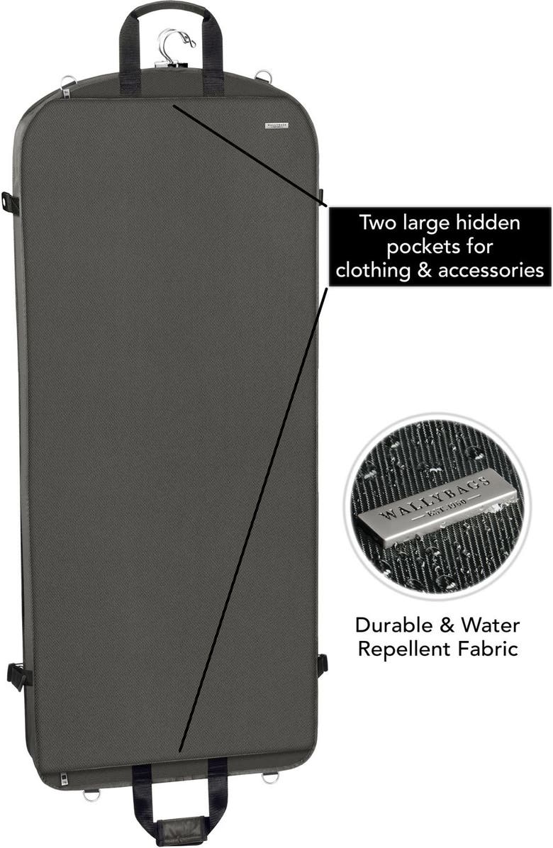 Wallybags 52" Premium Travel Garment Bag with shoulder strap and two large pockets, Alternate, color, Grey