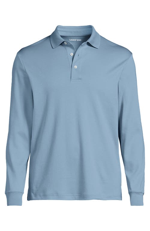Lands' End Long Sleeve Cotton Supima Polo Shirt In Blue