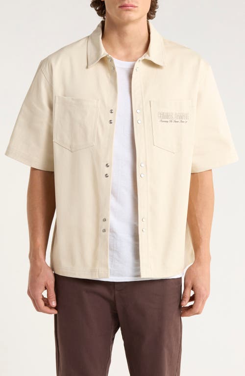 CRIMINAL DAMAGE Running The Streets Chest Pocket Knit Shirt in Oatmeal 