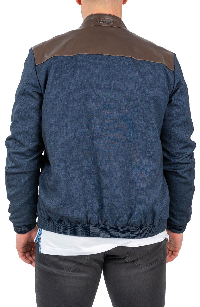 Maceoo Mixed Media Leather Jacket, Alternate, color, Blue