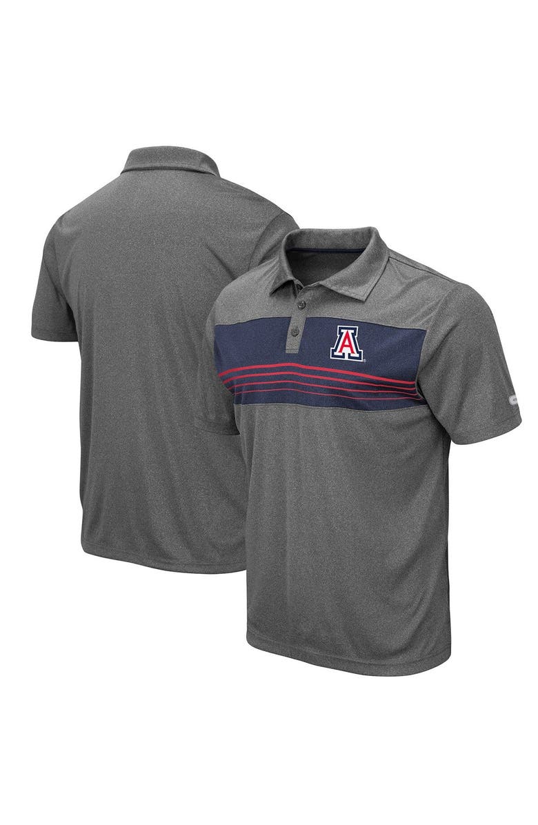 COLOSSEUM Men's Colosseum Heathered Charcoal Arizona Wildcats Smithers Polo, Main, color, 