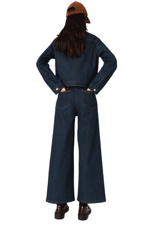 Maje Wide Jeans With Patch Pockets In Blue